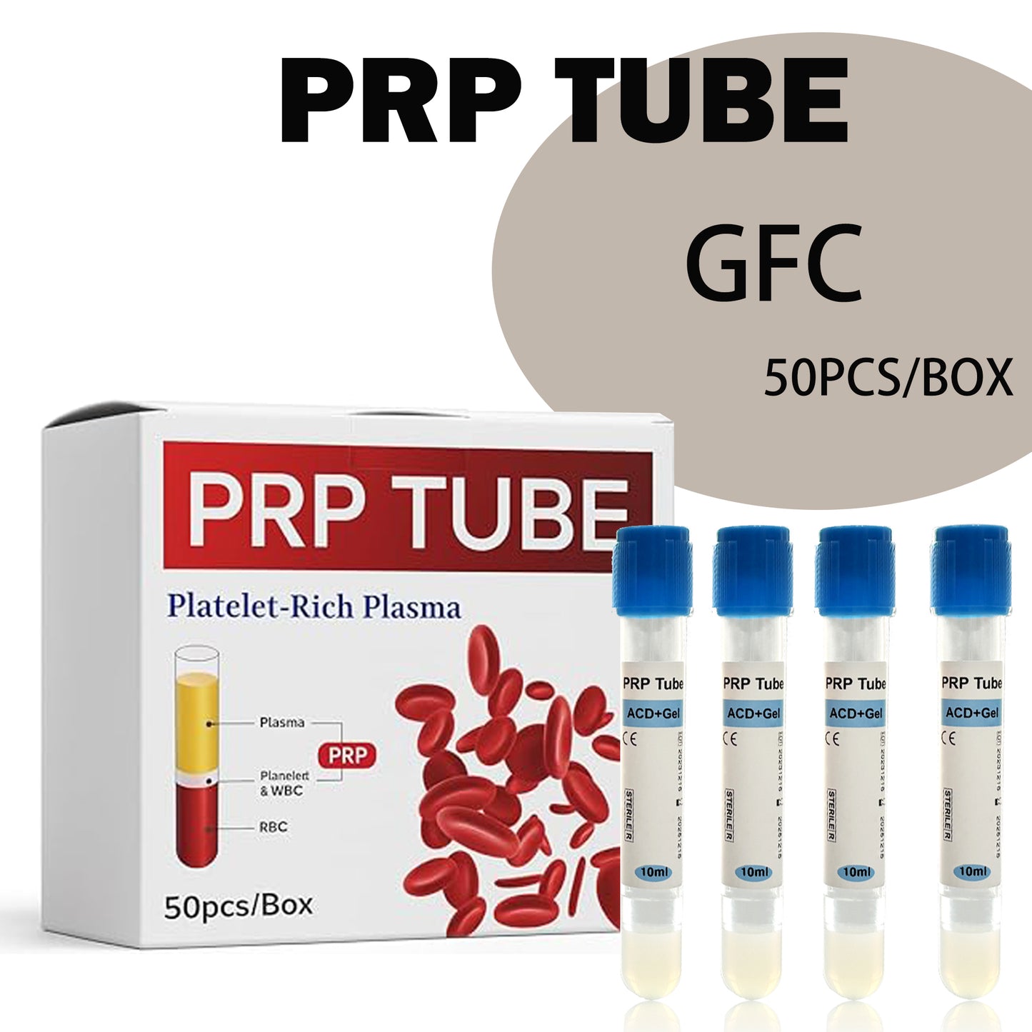 PRP Tube GFC Gel 10ml (50 Tubes/Box)